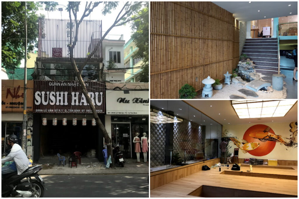 Hình ảnh mặt tiền nhà hàng sushi.