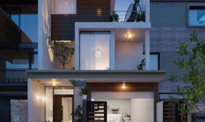 Mẫu nhà phố 2 tầng 5x20m có gara để xe.