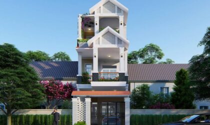 Mẫu nhà phố 3 tầng 3x15m mái thái