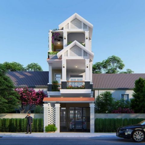 Mẫu nhà phố 3 tầng 3x15m mái thái