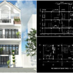 Mặt tiền được dựng 3D vối bảng vẽ 2D đính kèm.