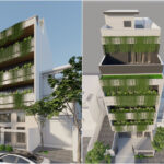 Phối cảnh các mặt nhà ở kết hợp văn phòng 7,5x20m nhìn từ trên cao