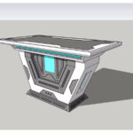 Mô hình thiết kế 3D của một quầy Dj hiện đại.